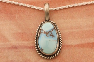 Genuine Golden Hill Turquoise Mine Sterling Silver Pendant